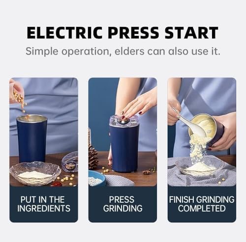 Easy mart’s Portable Electric Coffee Grinder Spice & Coffee Bean Grinder Stainless Steel 4 Blade Mixer Grinder for Masala & Herb Push Button Control Durable Grinding Machine for Dry Items
