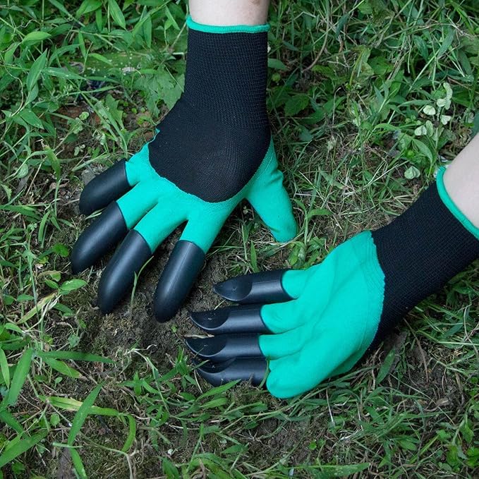 Easy mart’s Claw Gardening Gloves for Planting Breathable Material with Right Hand Fingertips ABS Claws for Digging and Gardening Pair