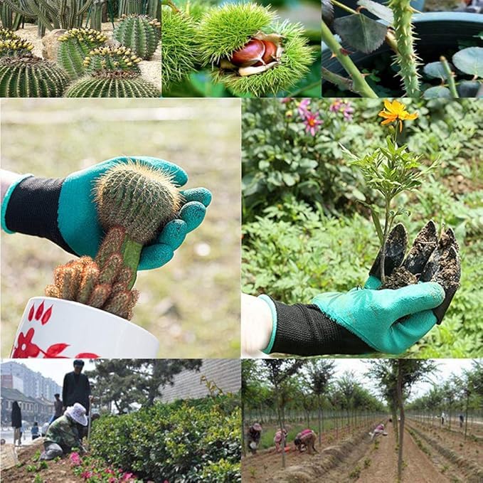 Easy mart’s Claw Gardening Gloves for Planting Breathable Material with Right Hand Fingertips ABS Claws for Digging and Gardening Pair