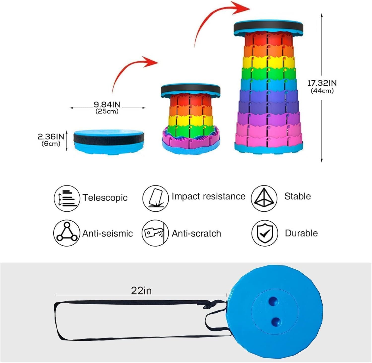 Easy mart’s Folding Stool for Adults & Kids | Heavy-Duty Portable Travel Chair with Carrying Straps | Compact Foldable Seat for Camping, Fishing, Hiking, Outdoor & Indoor Use