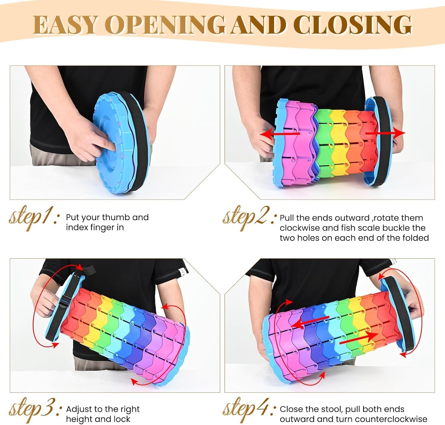 Easy mart’s Folding Stool for Adults & Kids | Heavy-Duty Portable Travel Chair with Carrying Straps | Compact Foldable Seat for Camping, Fishing, Hiking, Outdoor & Indoor Use