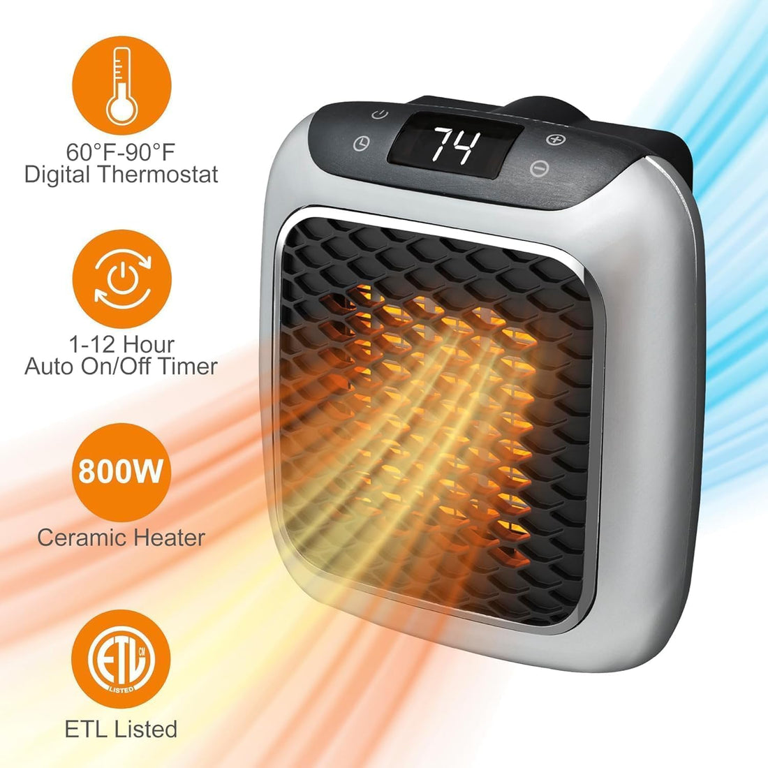 Easy mart’s Convenient Wall Outlet Heater with Adjustable Thermostat Programmable 12 Hour Timer Auto Shut-Off - Mini Ceramic Heater Quiet and Space Saving.