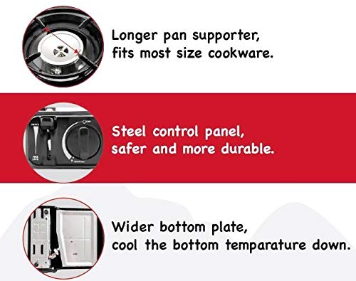 Max Gas Stove MS-2500, Up to 8000 BTU, Camp Stove, with Carrying Case (Red)