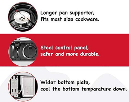 Max Gas Stove MS-2500, Up to 8000 BTU, Camp Stove, with Carrying Case (Red)