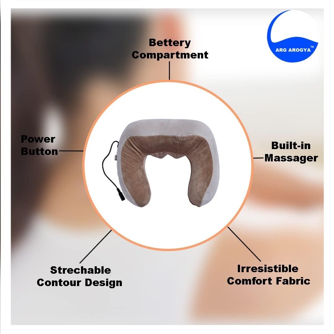 Neck Massager Travel Pillow 3 Speed Intensity Modes Vibration & Deep Kneading Massage For Cervical Pain Relief, Memory Foam Rechargeable Use At Home, Office, Car, Travel