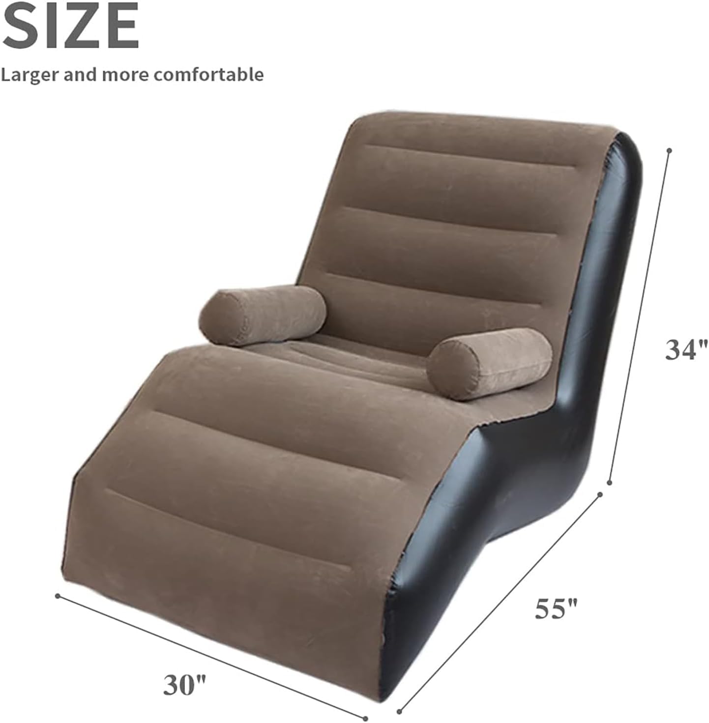 Inflatable Lounge Chair with Armrests – Portable Indoor & Outdoor Recliner Sofa with Headrest | Ergonomic Air Sofa for Home, Office, Backyard, Camping, Poolside