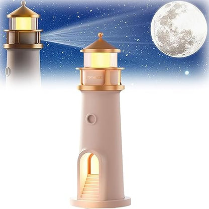Lighthouse Decoration, Light House with LED Light Moon Projection Lighthouse Lamp Beacon with Remote Control and Bluetooth Function