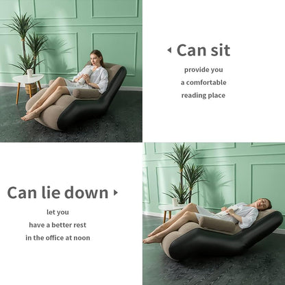 Inflatable Lounge Chair with Armrests – Portable Indoor & Outdoor Recliner Sofa with Headrest | Ergonomic Air Sofa for Home, Office, Backyard, Camping, Poolside