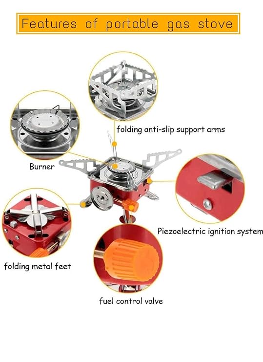 Portable Gas Stove For Outdoor Camping, Hiking, Mini gas stove,Stainless Steel Cylinder, Folding Furnace, Camping Equipment, Travel accessories, Gastove With Pouch