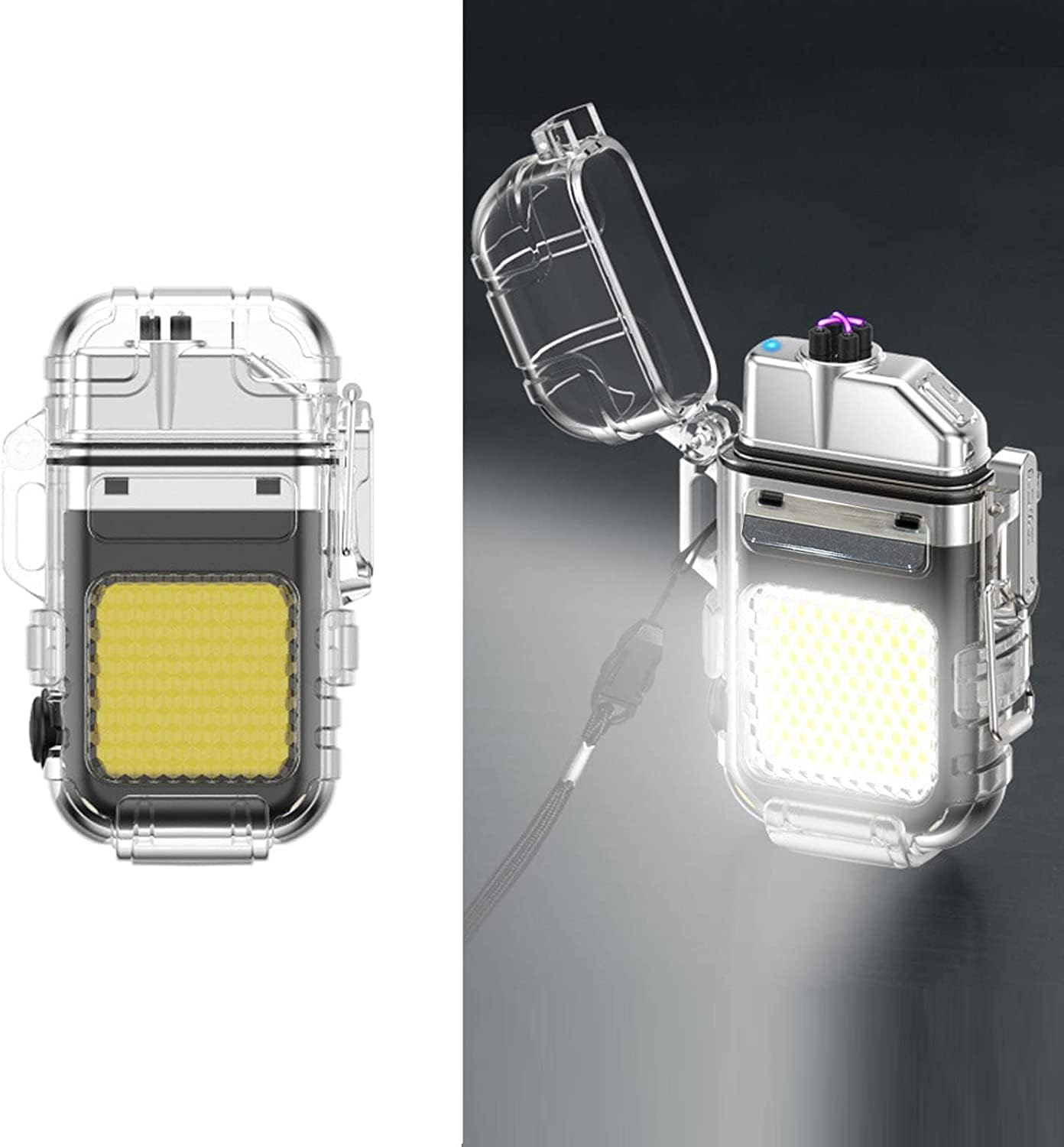 Waterproof Windproof Double Arc Lighter with LED Flashlight - Perfect for Men and Women