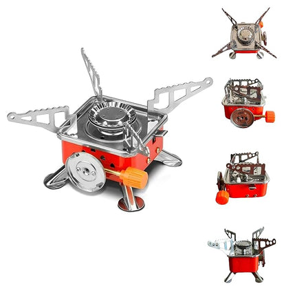 Portable Gas Stove For Outdoor Camping, Hiking, Mini gas stove,Stainless Steel Cylinder, Folding Furnace, Camping Equipment, Travel accessories, Gastove With Pouch