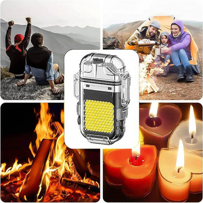 Waterproof Windproof Double Arc Lighter with LED Flashlight - Perfect for Men and Women