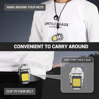 Waterproof Windproof Double Arc Lighter with LED Flashlight - Perfect for Men and Women