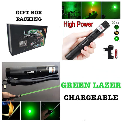 Multi purpose Laser Light Powerful 1000MW Rechargeable Green Laser Pointer Pen for Kids to Play, 2000 Metres Laser Pointer High Power Pen (big laser light)