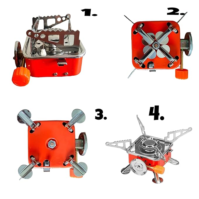 Portable Gas Stove For Outdoor Camping, Hiking, Mini gas stove,Stainless Steel Cylinder, Folding Furnace, Camping Equipment, Travel accessories, Gastove With Pouch