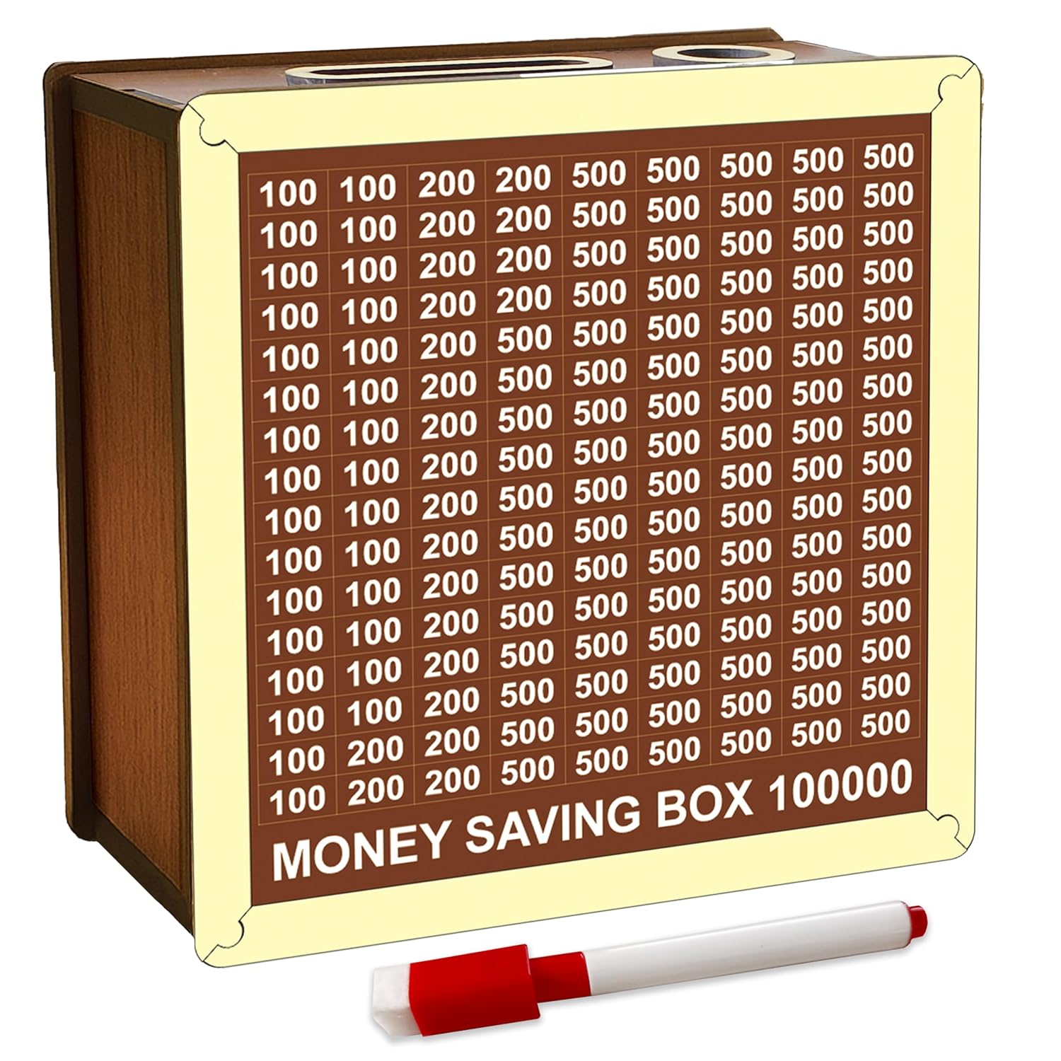 Easy marts Money Saving Box for Kids and Adults | Wooden Money Bank with Lock | 1 Lakh Saving Box with Numbers