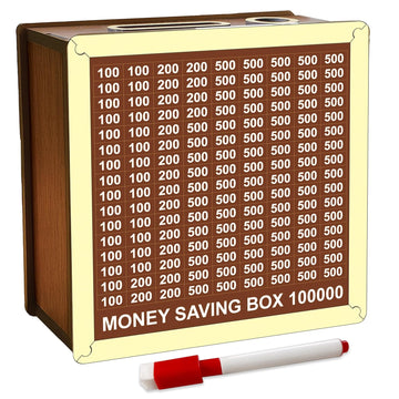 Easy marts Money Saving Box for Kids and Adults | Wooden Money Bank with Lock | 1 Lakh Saving Box with Numbers
