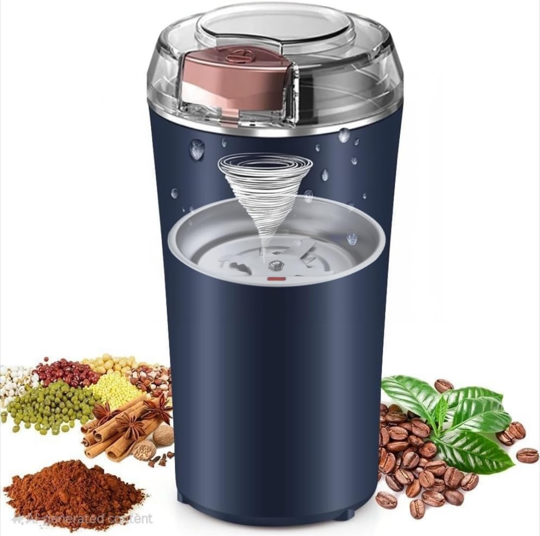 Easy mart’s Portable Electric Coffee Grinder Spice & Coffee Bean Grinder Stainless Steel 4 Blade Mixer Grinder for Masala & Herb Push Button Control Durable Grinding Machine for Dry Items