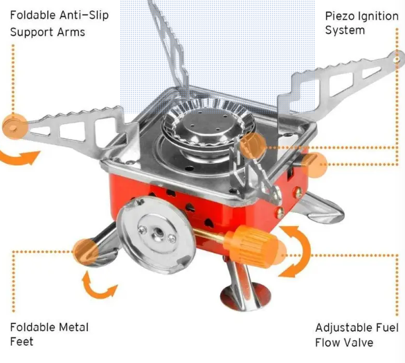 Easy mart’s Ultra Light Folding Outdoor, CampingGas Stove Aluminium Manual Butane Gas Stove Aluminium, Stainless Steel Manual Gas Stove