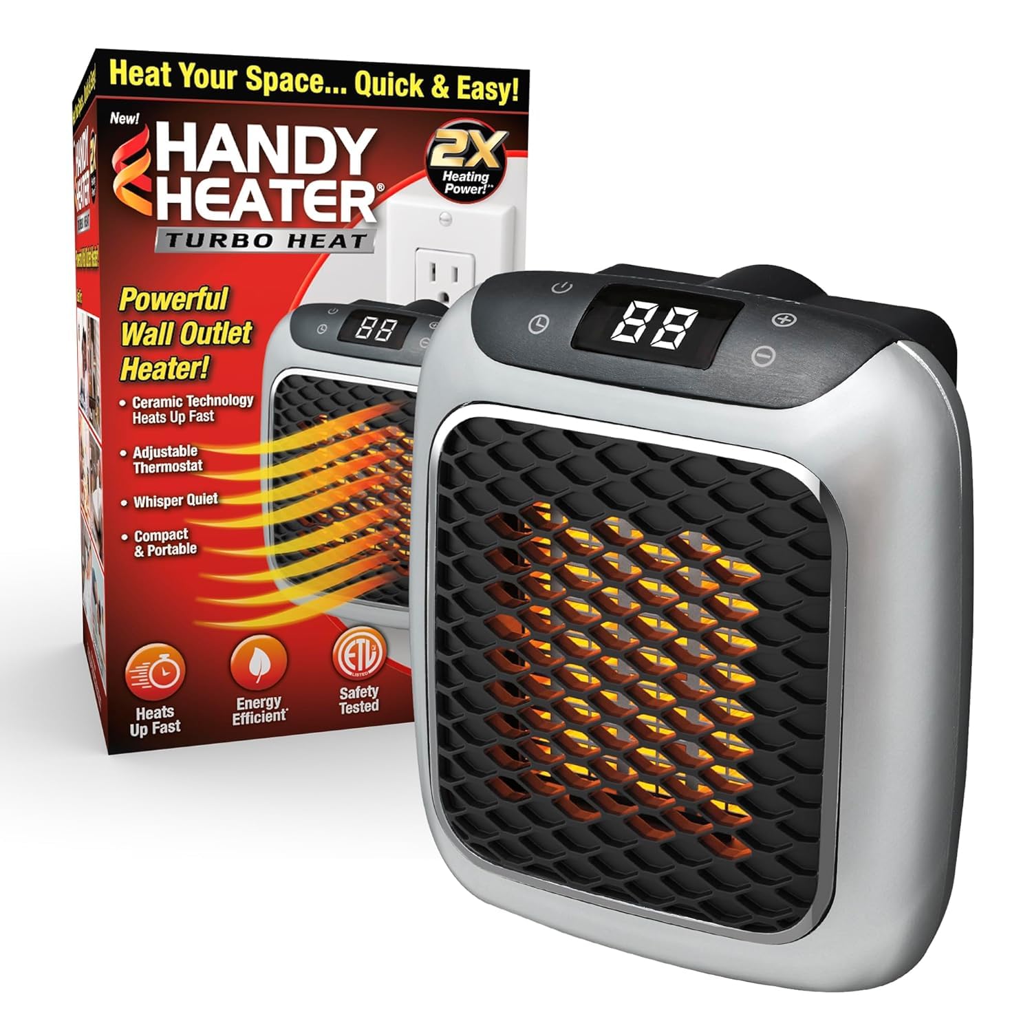 Easy mart’s Convenient Wall Outlet Heater with Adjustable Thermostat Programmable 12 Hour Timer Auto Shut-Off - Mini Ceramic Heater Quiet and Space Saving.